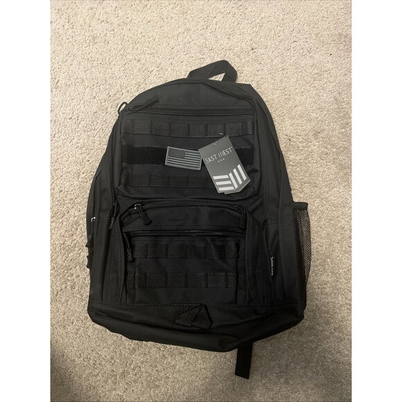 East Illest Military Outdoor Combat Back Pack Hiking 13x18x6 (6 Pockets) Black